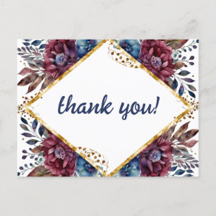 Stunning Sophistication Jewel-Toned Peony Wedding Postcard