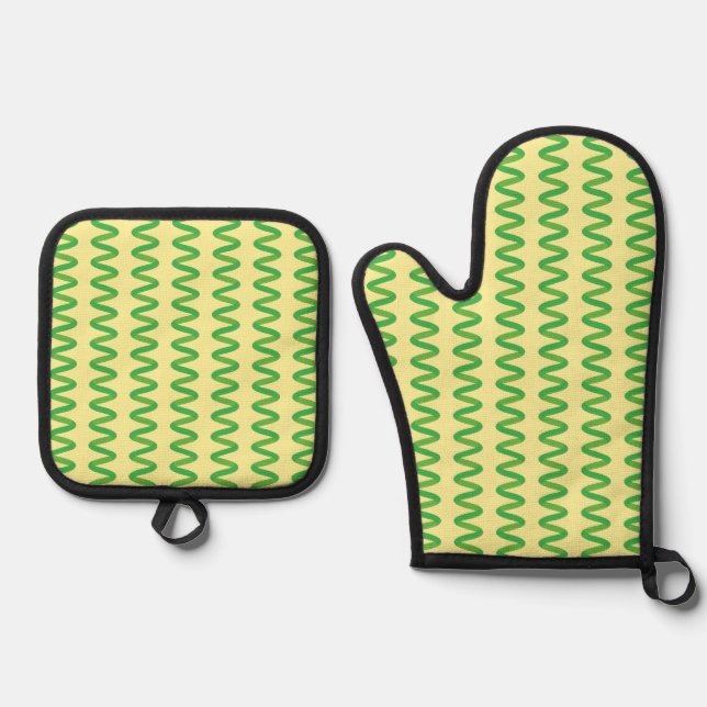 Stunning Spirulina Oven Mitt & Pot Holder Set (Front)