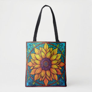 Stunning Stained Glass Flowers Sunflower Tote Bag