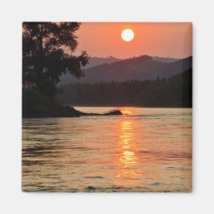 Stunning Sunrise Over Katun River Photo Magnet