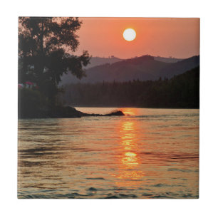 Stunning Sunrise Over Katun River Tile