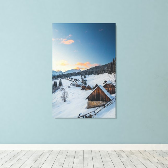 Stunning sunset at Zajamniki, Slovenia Canvas Print (Insitu(Wood Floor))