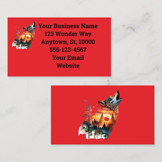 Stunning Sunset Silhouette Howling Wolf  Business Card (Front/Back)
