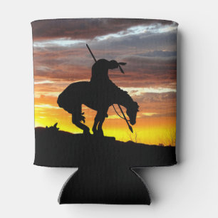 Stunning Sunset with End of the Trail Silhouette Can Cooler