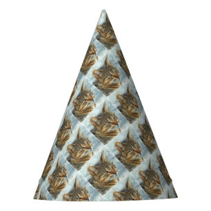 Stunning Tabby Cat Close Up Graphite Pencil Portra Party Hat