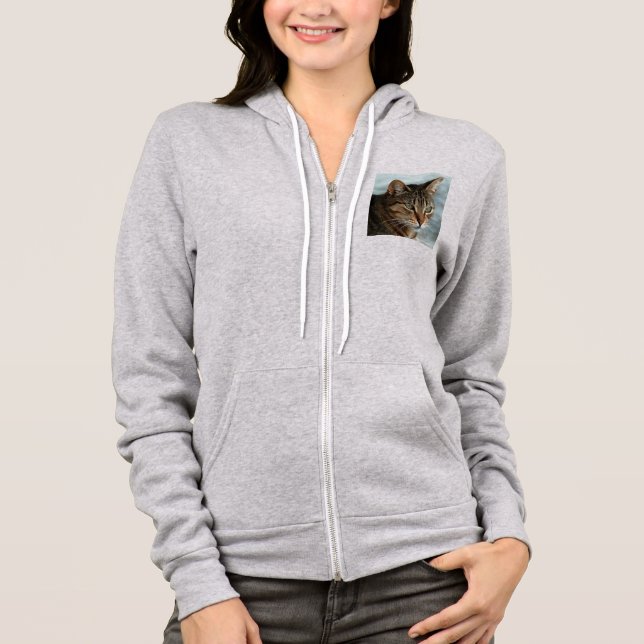 Stunning Tabby Cat CloseUp Artistic Portrait Hoodie (Front)
