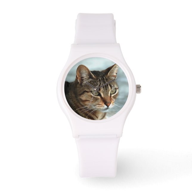 Stunning Tabby Cat CloseUp Artistic Portrait Watch (Front)