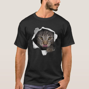 Stunning Tabby Cat Torn Cloth Cat Lovers Kitten T-Shirt