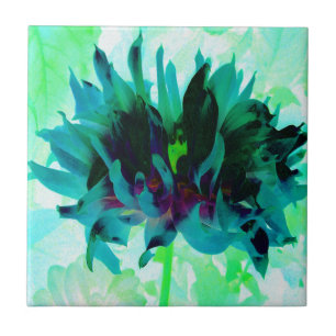 Stunning Teal and Black Cactus Dahlia Tile