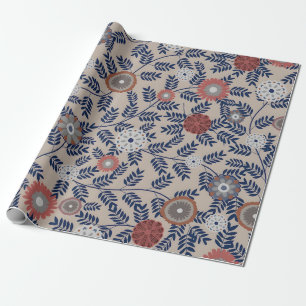 Stunning Teal and Magenta Foliage Pattern  Wrapping Paper