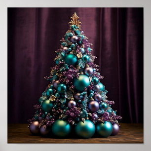 Stunning Teal and purple Christmas tree  Poster