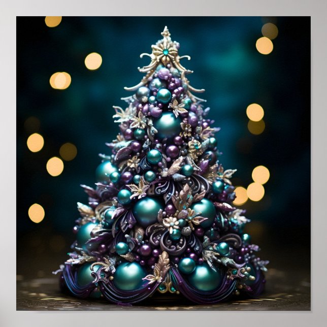 Stunning Teal and purple Christmas tree  Poster (Front)