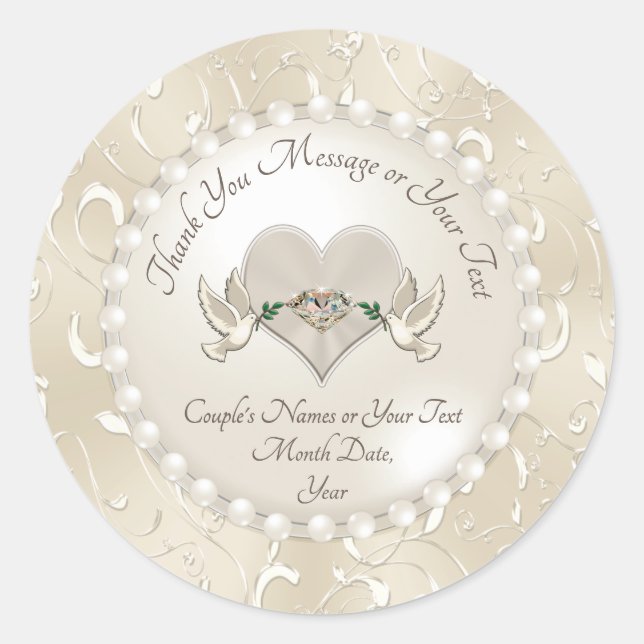 Stunning Thank You Personalised Wedding Stickers (Front)