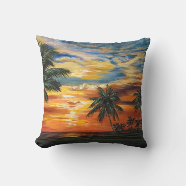 Stunning Tropical Sunset Cushion (Front)