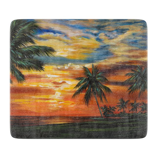 Stunning Tropical Sunset Cutting Board (Front)