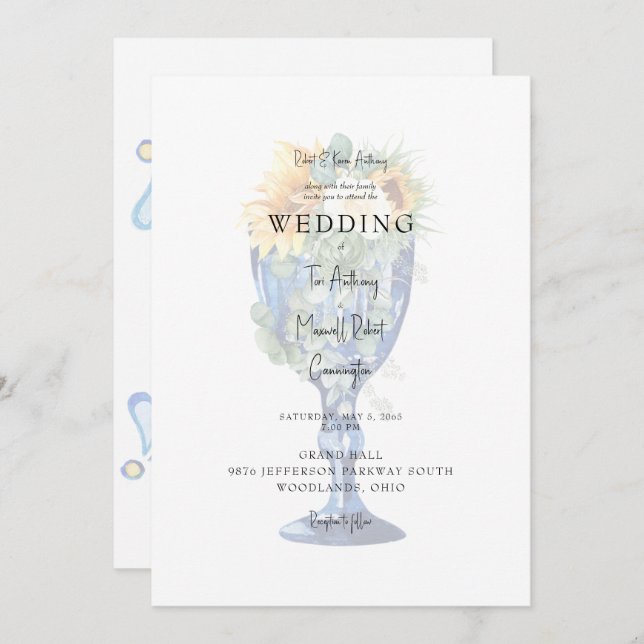 Stunning Tuscan Mediterranean Wedding Invitation (Front/Back)