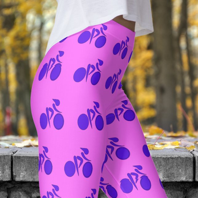Stunning Ultra Pink Womens Cycling Pattern Leggings (Womens Cycling on Ultra Pink Leggings)