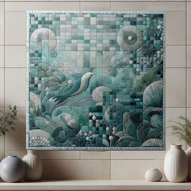 Stunning Underwater Aquamarine Crystal Blue Mosaic Tile (Stunning Underwater Aquamarine Crystal Blue Mosaic Ceramic Tile)