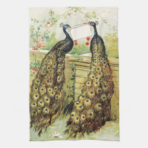 Stunning vintage art peacocks peafowl Xmas gifts Tea Towel