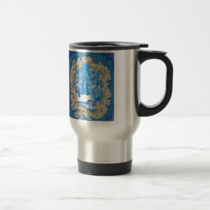 Stunning Vintage Blue Christmas Winter Wonderland Travel Mug