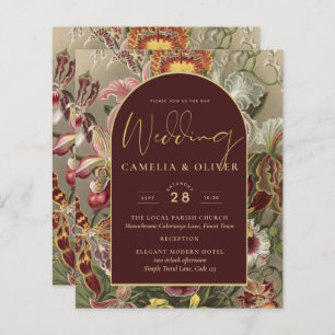 Stunning Vintage Botanical Burgundy Floral Weddin