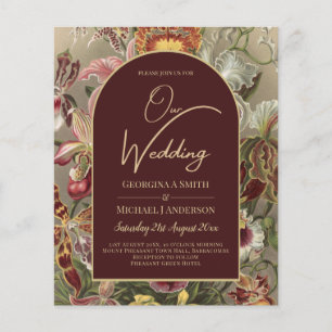 Stunning Vintage Botanical Burgundy Floral Weddin Flyer