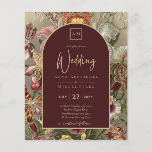 Stunning Vintage Botanical Burgundy Floral Weddin Flyer