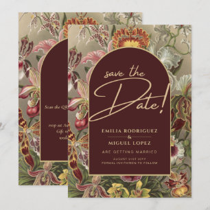 Stunning Vintage Botanical Burgundy Floral Weddin Invitation