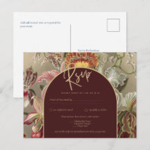 Stunning Vintage Botanical Burgundy Floral Weddin