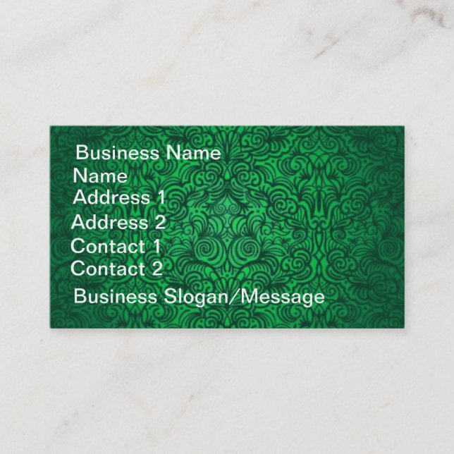 Stunning Vintage Green Floral Business Card (Front)