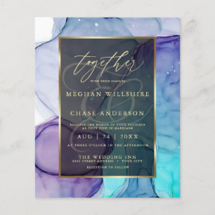 Stunning Violet Aqua Liquid Abstract Ink