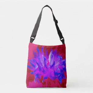 Stunning Violet Blue and Hot Pink Cactus Dahlia Crossbody Bag
