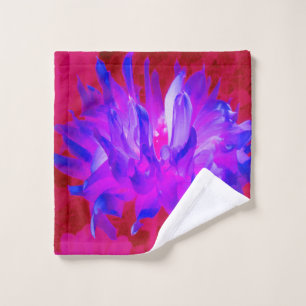 Stunning Violet Blue and Hot Pink Cactus Dahlia Wash Cloth