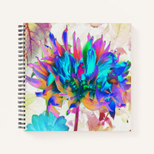 Stunning Watercolor Rainbow Cactus Dahlia Notebook