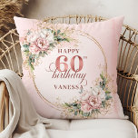 Stunning Watercolor Rose Gold Floral 60th birthday Cushion<br><div class="desc">✅ For matching items search 36-60 in my collections ✅ Celebrate a special milestone with this elegant 60th birthday pillow featuring watercolor rose gold, dusty pink and blush pink flowers, eucalyptus greenery, and a shimmering gold frame. This boho floral design adds charm and warmth to any space. A beautiful keepsake...</div>
