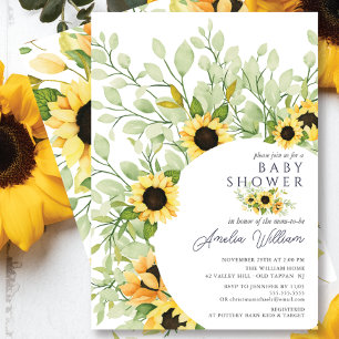 Stunning Watercolor Sunflowers Baby Shower Invitation