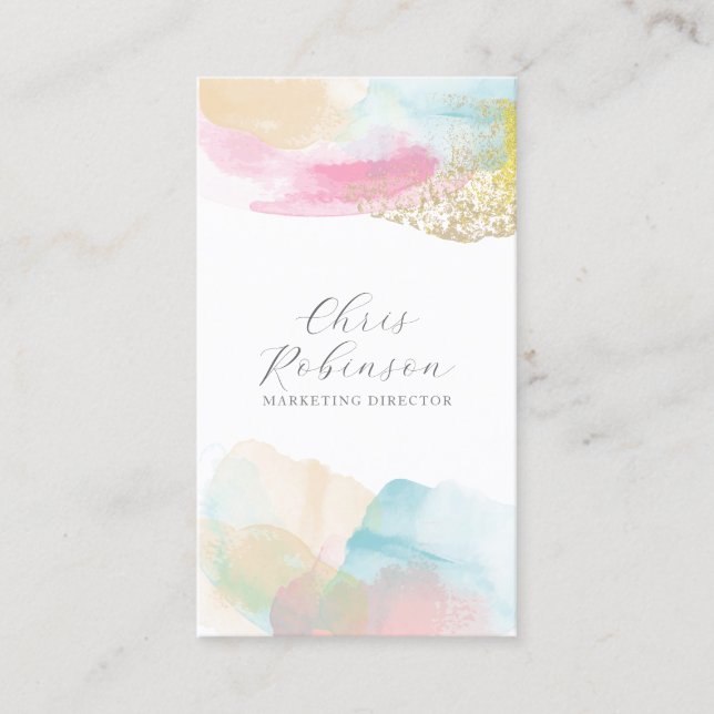 Stunning Watercolor Wash Marketing Promotional  Business Card (Front)