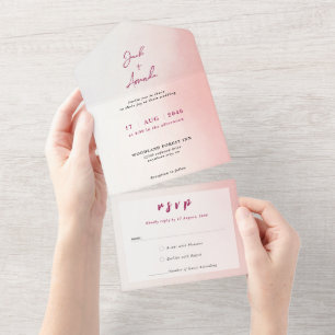Stunning watercolor wedding invitation all in one