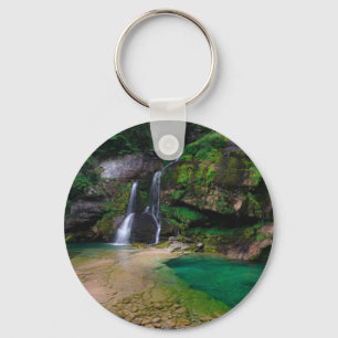 Stunning waterfall Virje, Slovenia Poster Key Ring