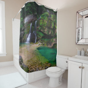 Stunning waterfall Virje, Slovenia Poster Shower Curtain