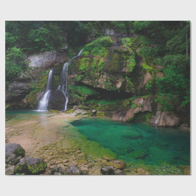 Stunning waterfall Virje, Slovenia Poster Wrapping Paper (Flat)