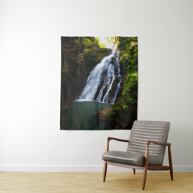 Stunning waterfall with sunlight glow tapestry (In Situ)