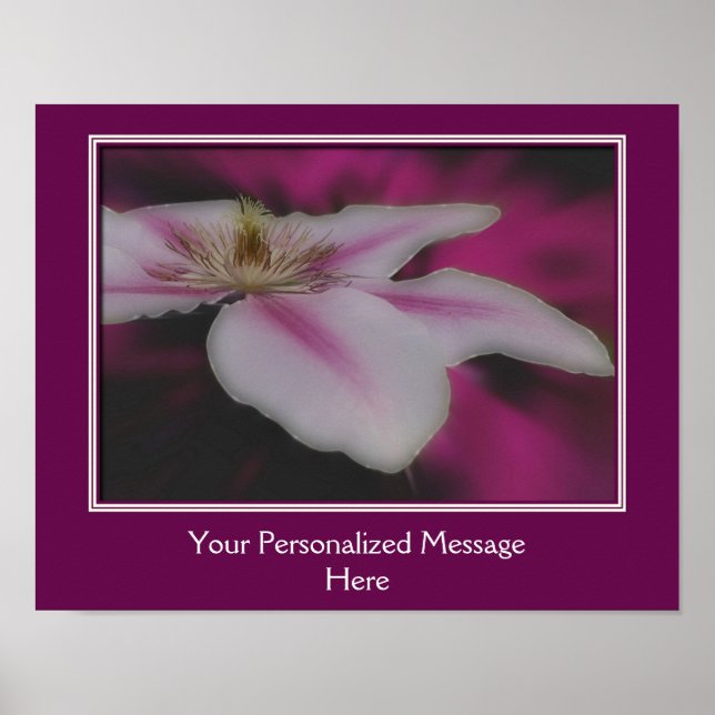 Stunning White Clematis Flower Personalised Poster (Front)
