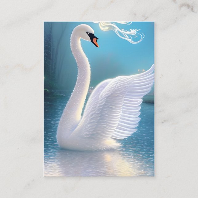 Stunning White Swan Bird Graphic Calling Card (Front)