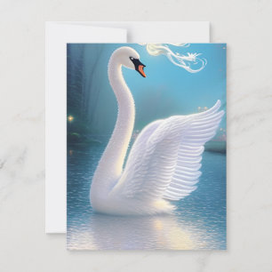 Stunning White Swan Bird Graphic Card