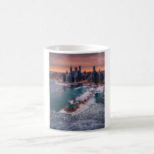 Stunning Winter Aerial View of Chicago Skyline Coffee Mug