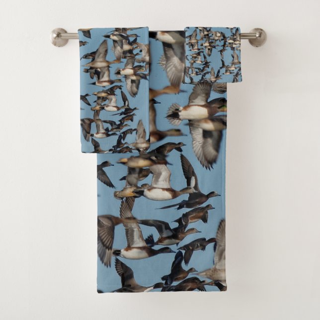 Stunning Winter Ducks in Flight Bath Towel Set (Insitu)