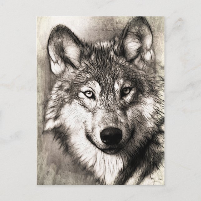 Stunning wolf face photo print accessories therian postcard (Front)