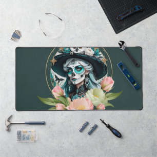 Stunning woman  with a stunning sugar skull makeup desk mat