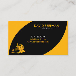 Stunning Yellow and Black Bulldozer Construction Business Card